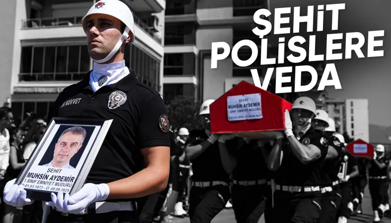 İzmir'de silahlı saldırıda şehit olan polisler son yolculuğuna uğurlandı